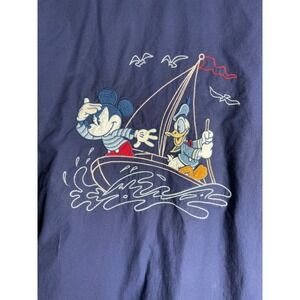 Disney Mickey Mouse Donald Duck Sailing Jacket Windbreaker Navy Blue Size L VTG